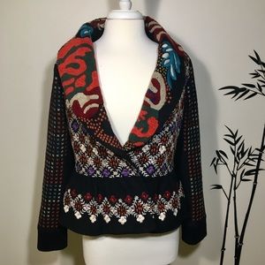 Embroidered wool jacket with flair